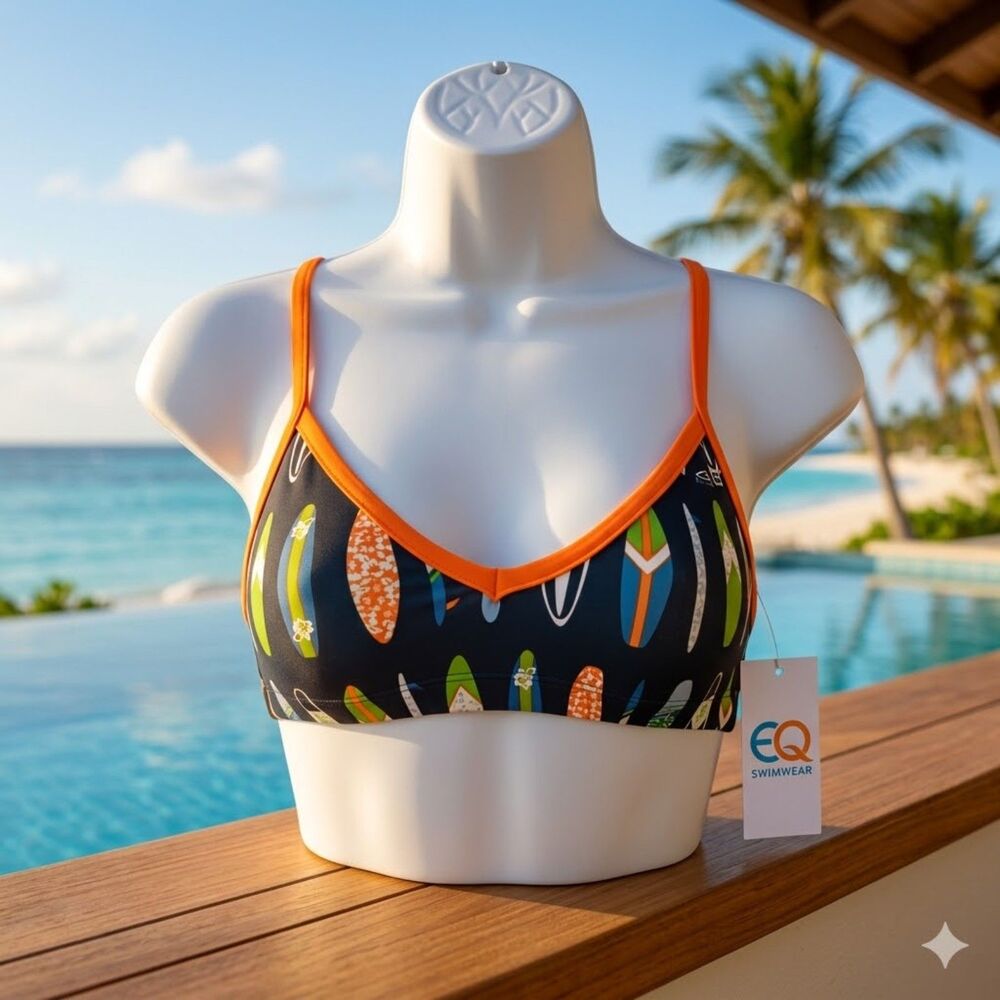 NWT EQ Swimwear Passion Bikini Top Surfboard Print Size XS